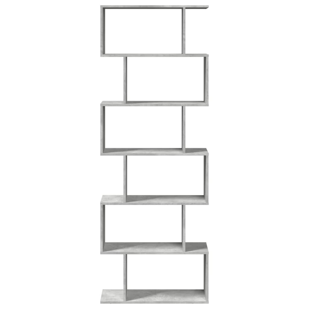 Bookcase/separator 6 levels concrete gray 70x24x193 cm wood