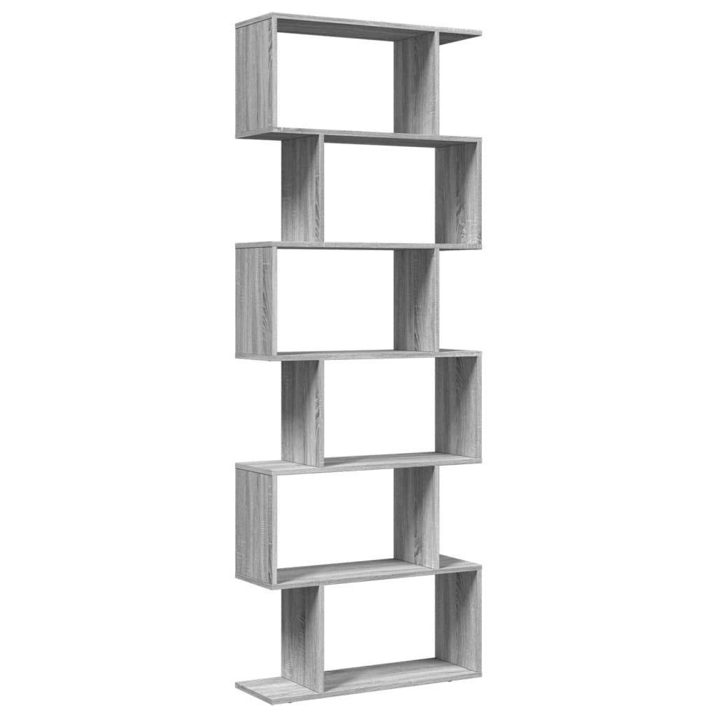 Bookcase/separator 6 levels sonoma gray 70x24x193 cm wood