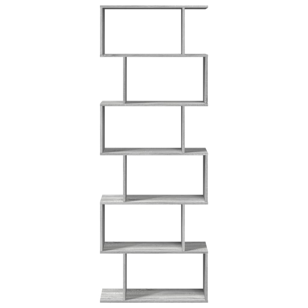 Bookcase/separator 6 levels sonoma gray 70x24x193 cm wood