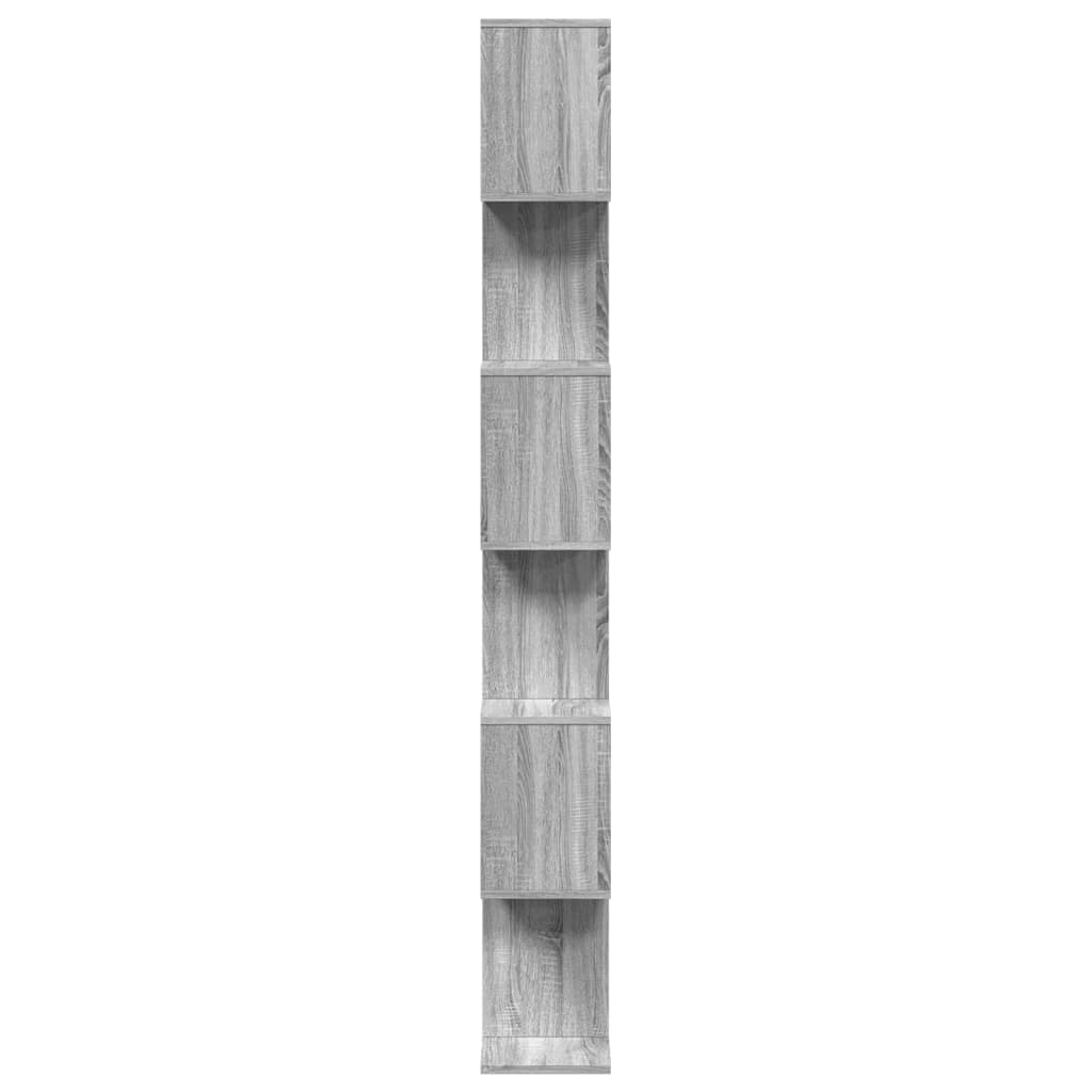 Bookcase/separator 6 levels sonoma gray 70x24x193 cm wood