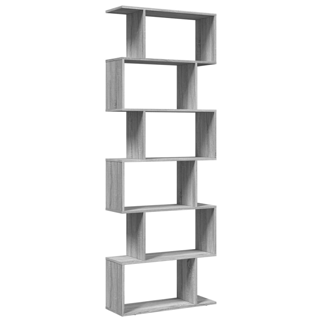 Bookcase/separator 6 levels sonoma gray 70x24x193 cm wood