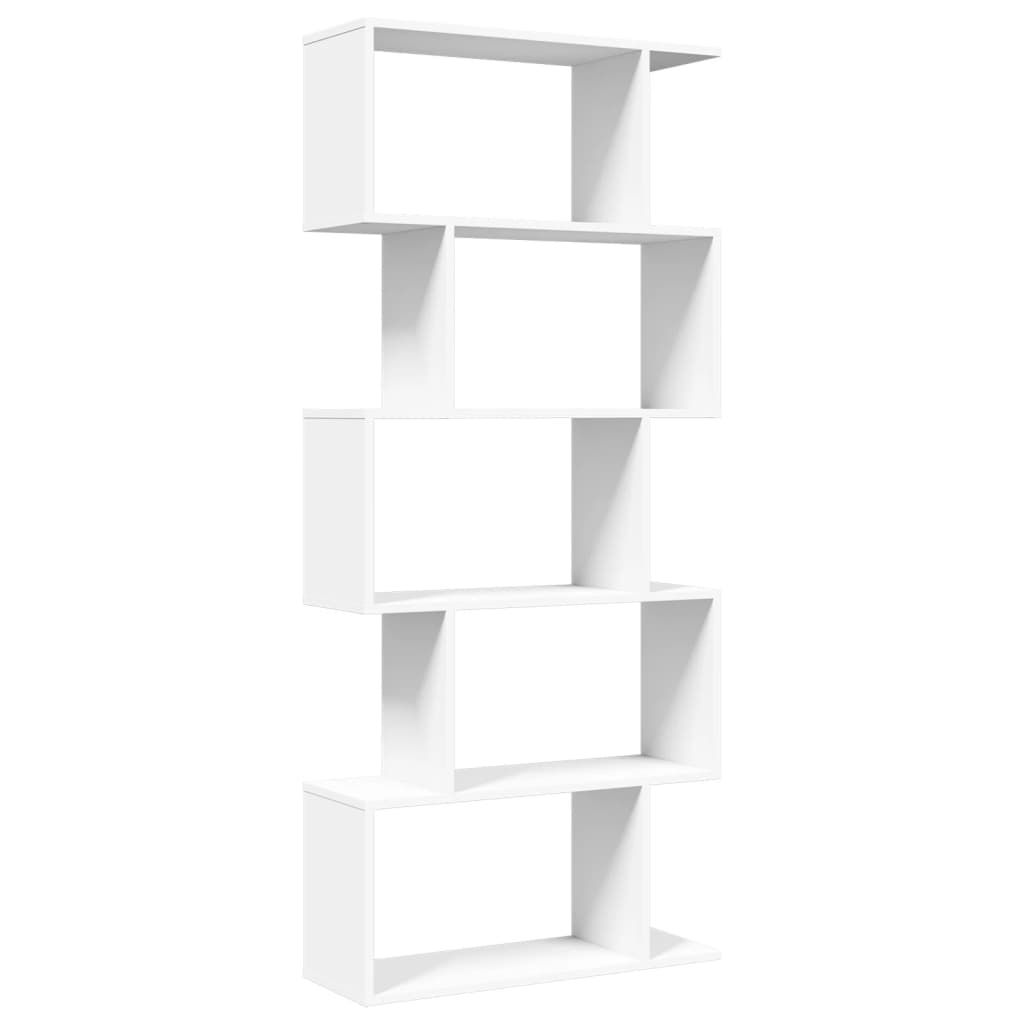 Bookcase/room divider 5 levels, white, 70x24x161 cm, wood