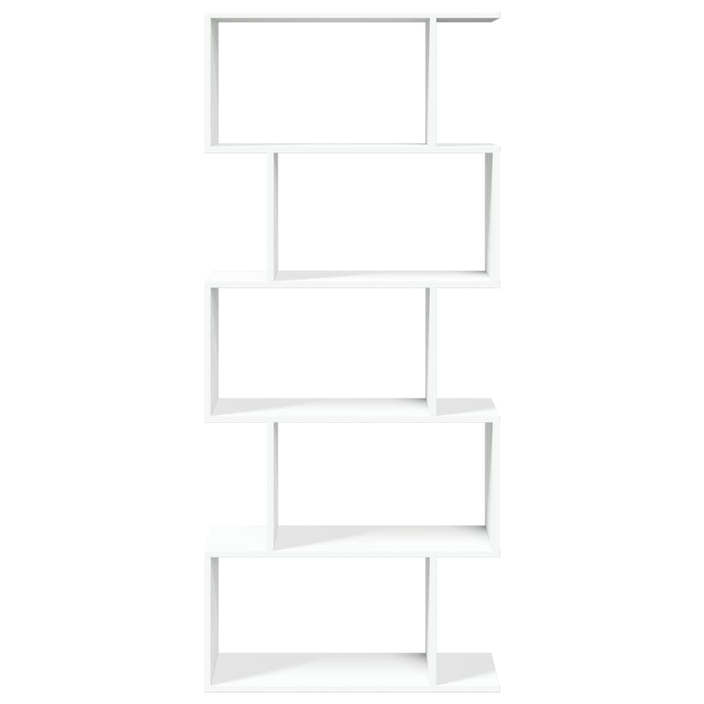 Bookcase/room divider 5 levels, white, 70x24x161 cm, wood