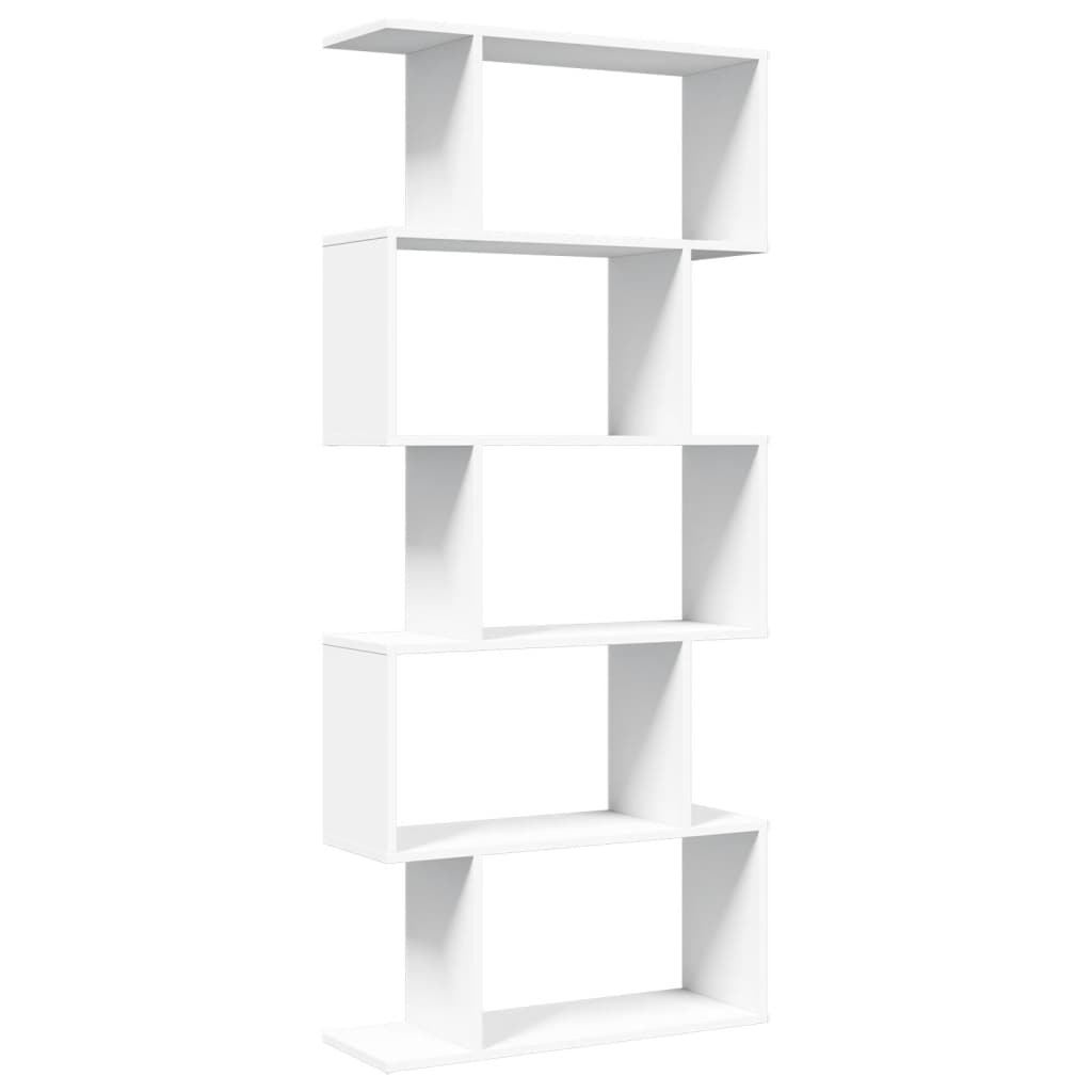 Bookcase/room divider 5 levels, white, 70x24x161 cm, wood