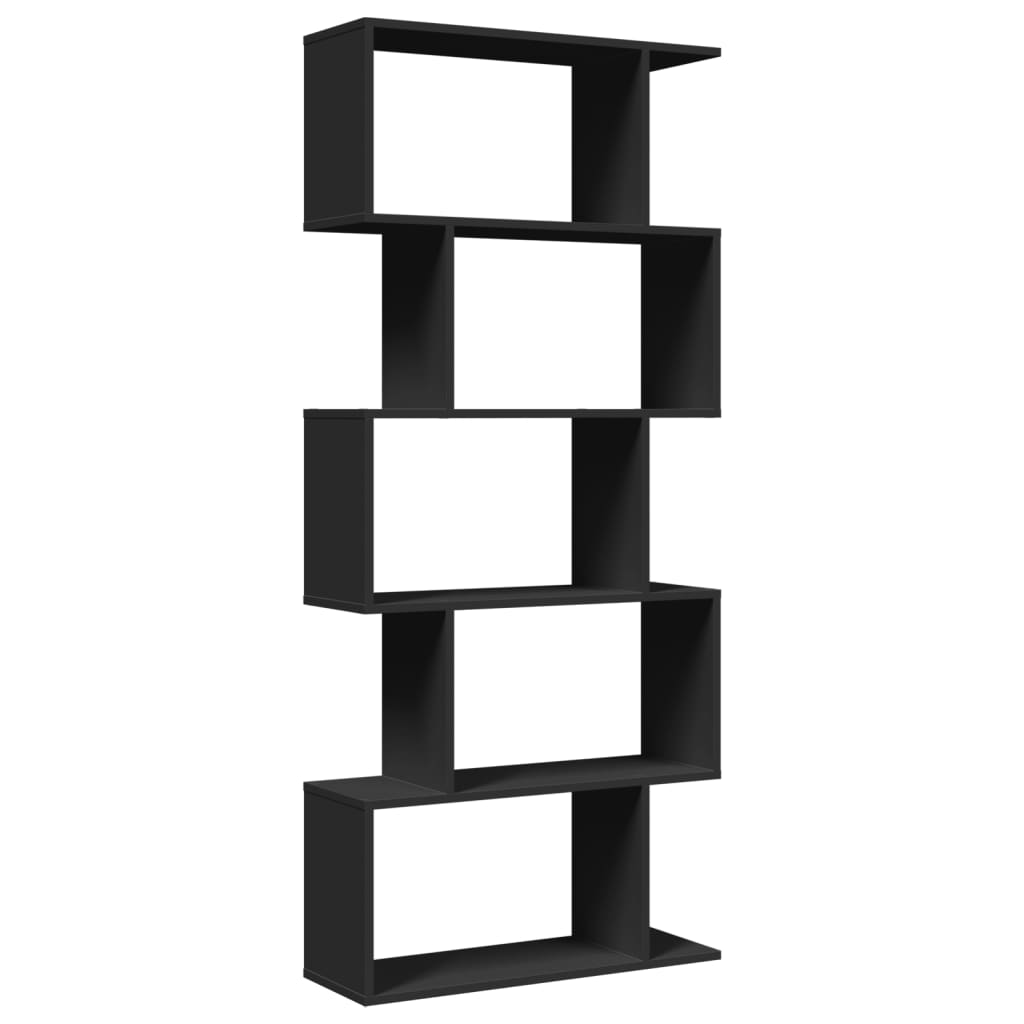 Bookcase/room divider 5 levels black 70x24x161 cm, wood