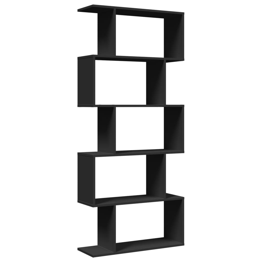 Bookcase/room divider 5 levels black 70x24x161 cm, wood