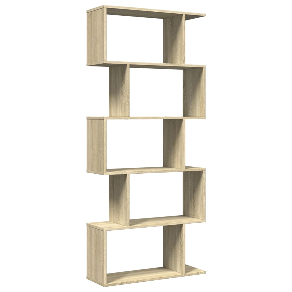 Bookcase/separator 5 levels sonoma oak 70x24x161 cm wood