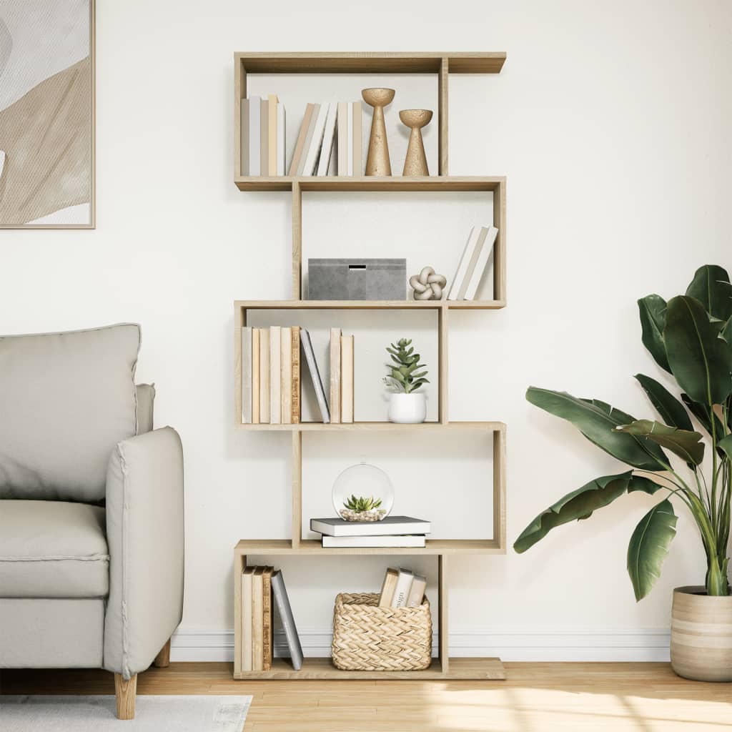 Bookcase/separator 5 levels sonoma oak 70x24x161 cm wood