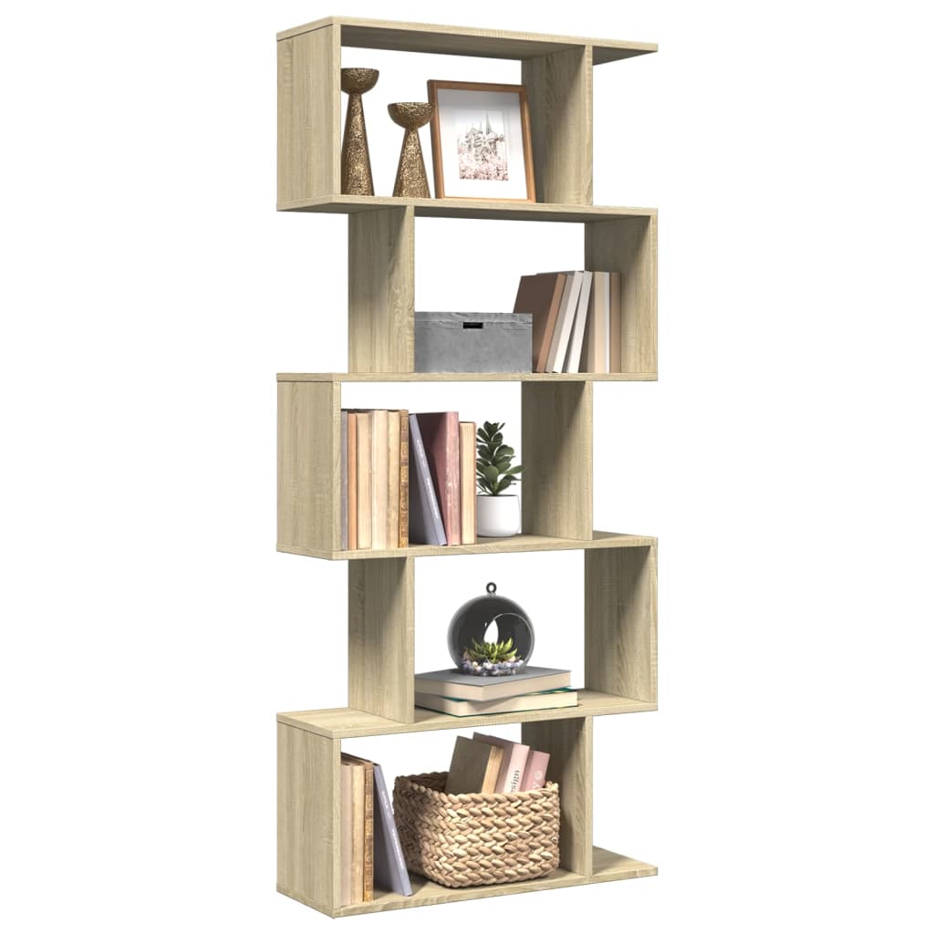 Bookcase/separator 5 levels sonoma oak 70x24x161 cm wood