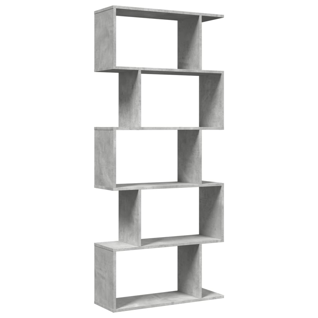 Bookcase/divider 5 levels concrete gray 70x24x161 cm wood