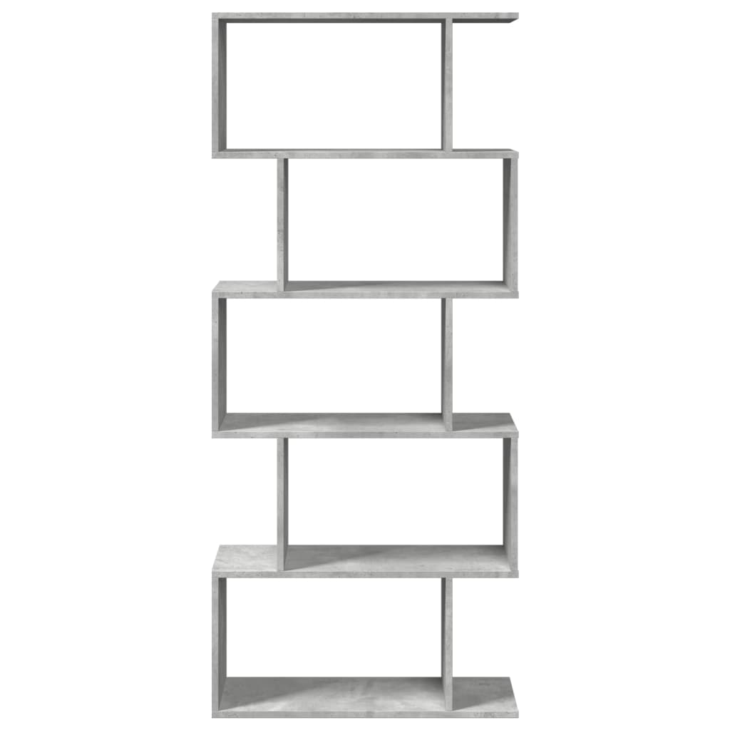 Bookcase/divider 5 levels concrete gray 70x24x161 cm wood