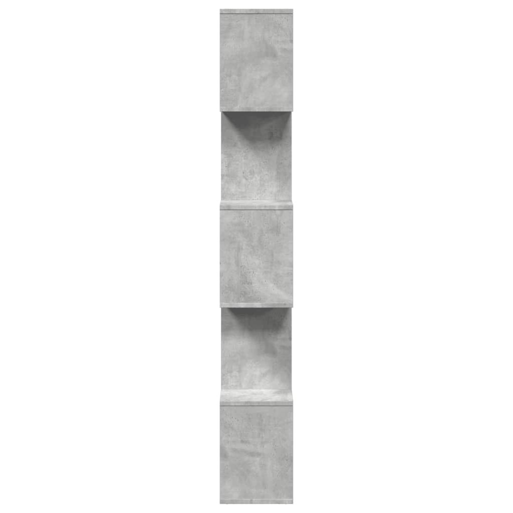 Bookcase/divider 5 levels concrete gray 70x24x161 cm wood