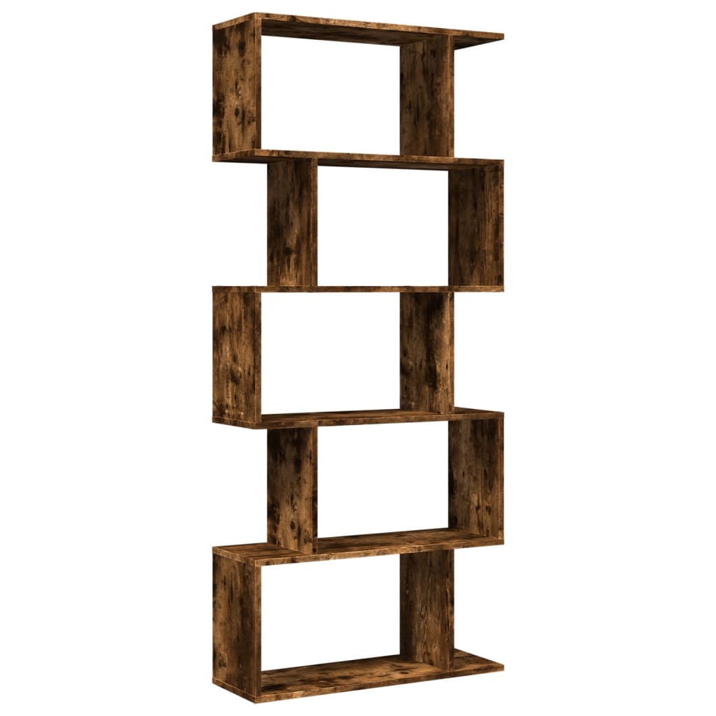 Bookcase/divider 5 levels smoky oak 70x24x161cm wood