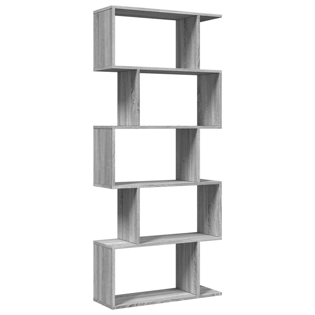 Bookcase/divider 5 levels sonoma gray 70x24x161 cm wood