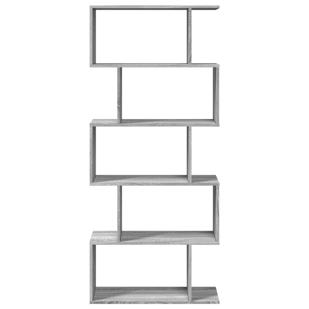 Bookcase/divider 5 levels sonoma gray 70x24x161 cm wood