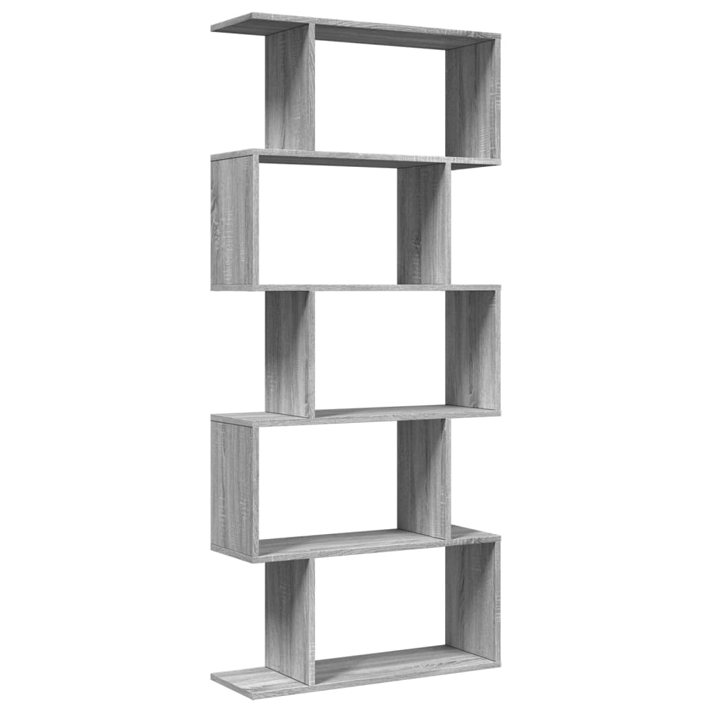 Bookcase/divider 5 levels sonoma gray 70x24x161 cm wood