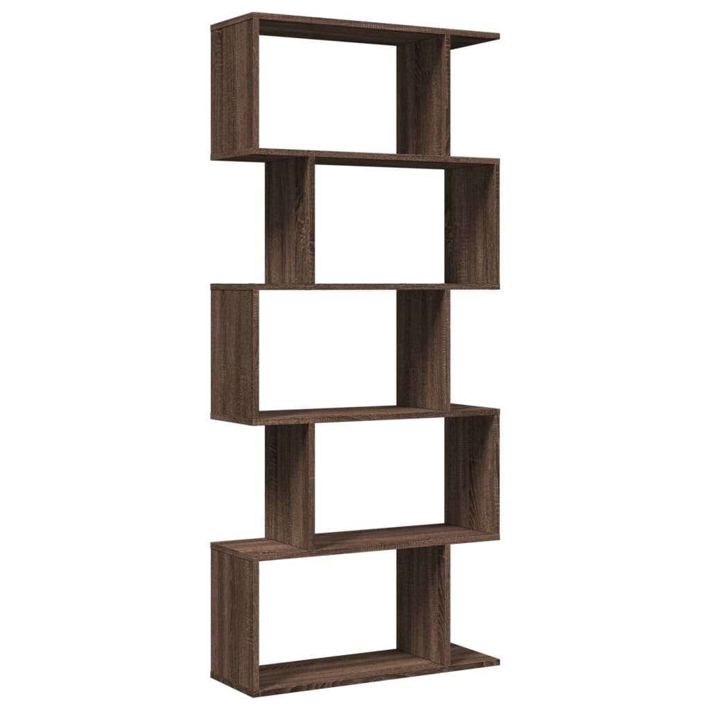 Bookcase/divider 5 levels brown oak 70x24x161 cm wood