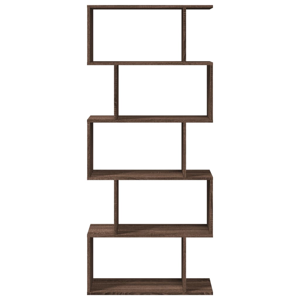 Bookcase/divider 5 levels brown oak 70x24x161 cm wood