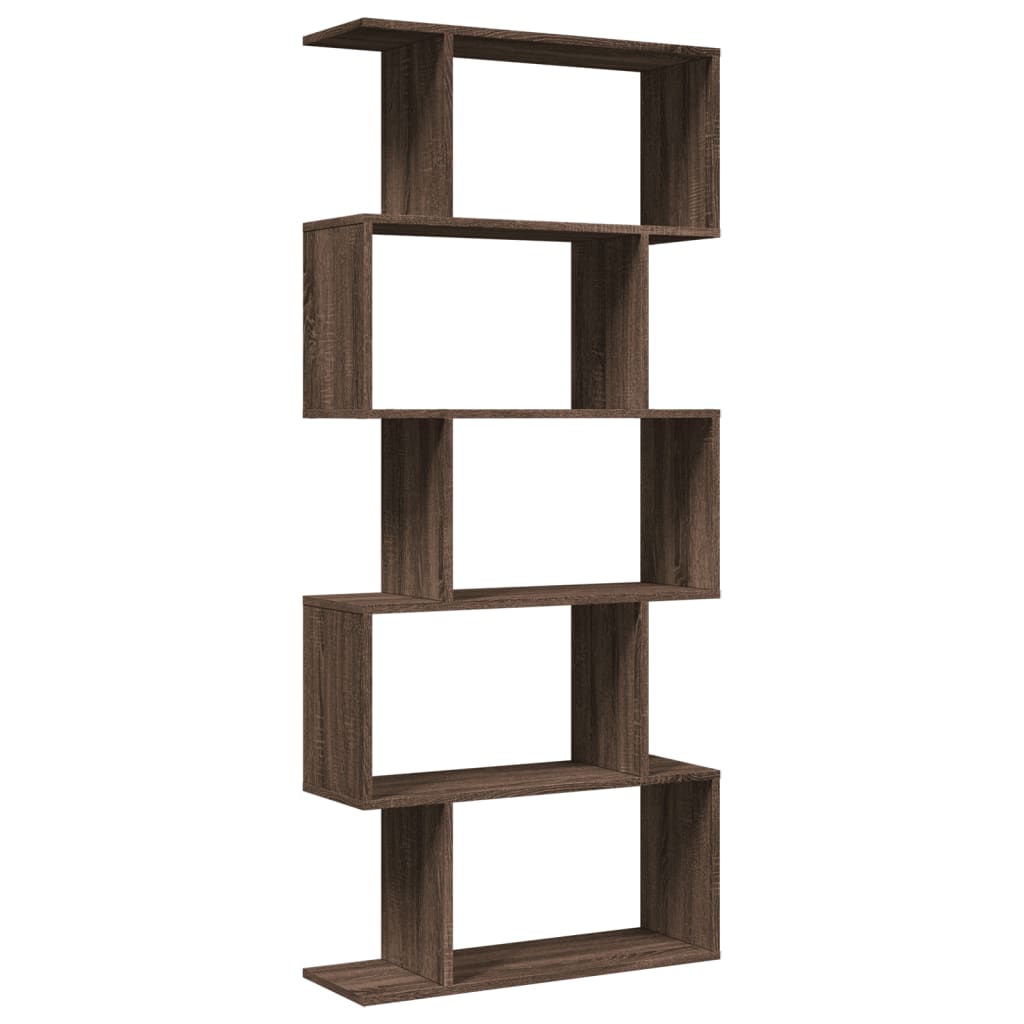 Bookcase/divider 5 levels brown oak 70x24x161 cm wood