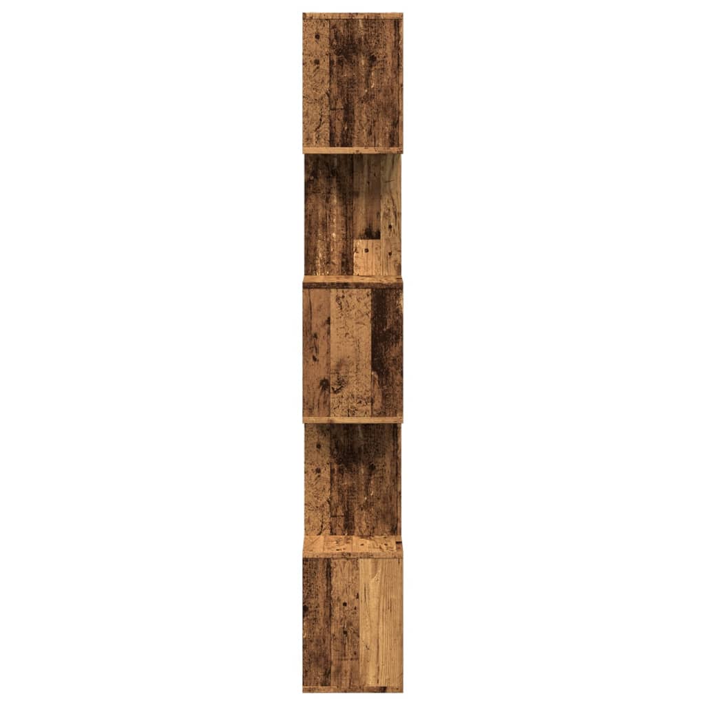 Bookcase/separator 5 levels old wood 70x24x161 cm wood