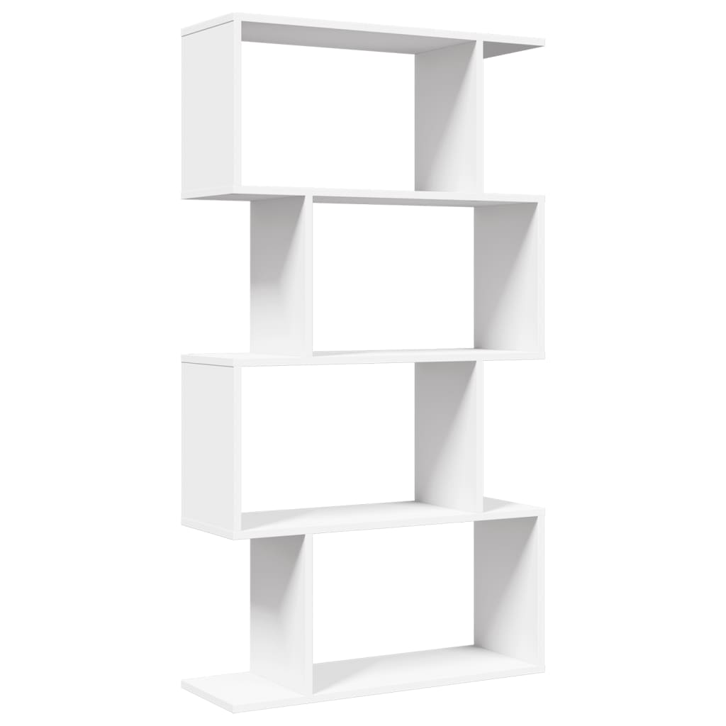 Bookcase/room divider 4 levels, white, 70x24x129 cm, wood