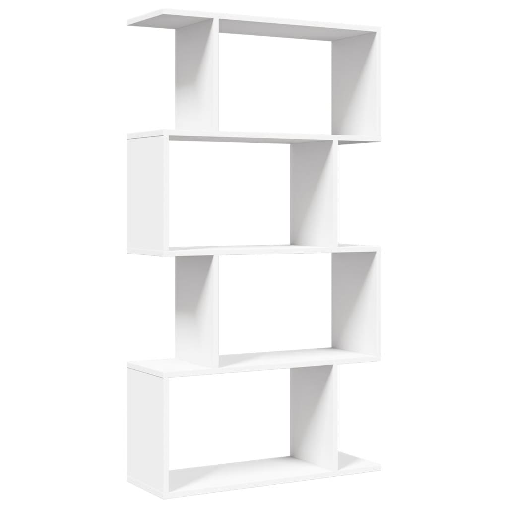 Bookcase/room divider 4 levels, white, 70x24x129 cm, wood