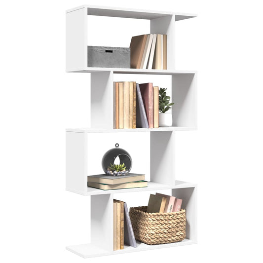 Bookcase/room divider 4 levels, white, 70x24x129 cm, wood