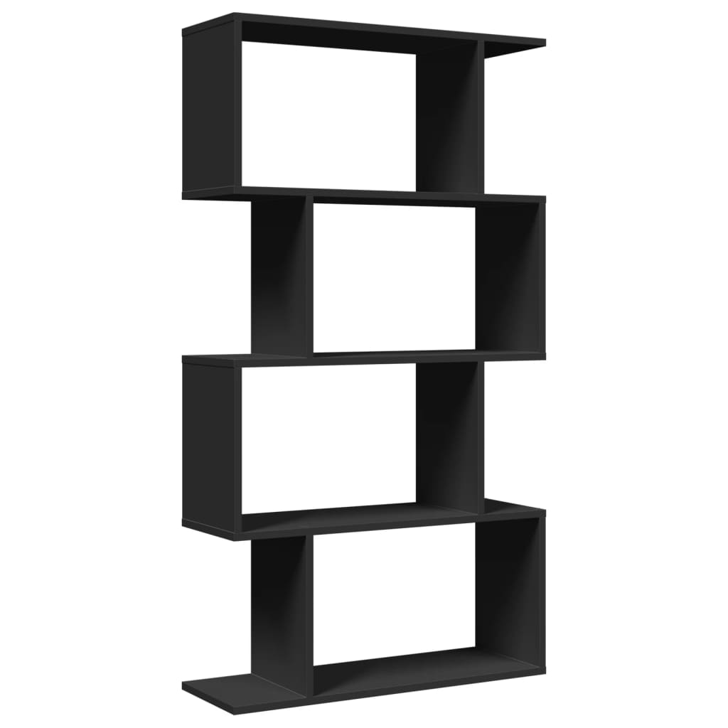 Bookcase/room divider 4 levels black 70x24x129 cm, wood