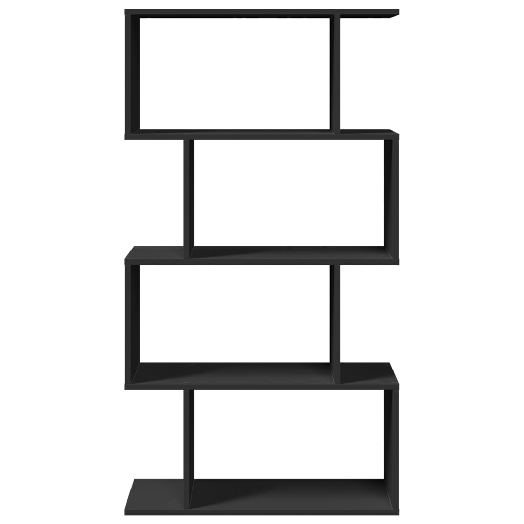 Bookcase/room divider 4 levels black 70x24x129 cm, wood