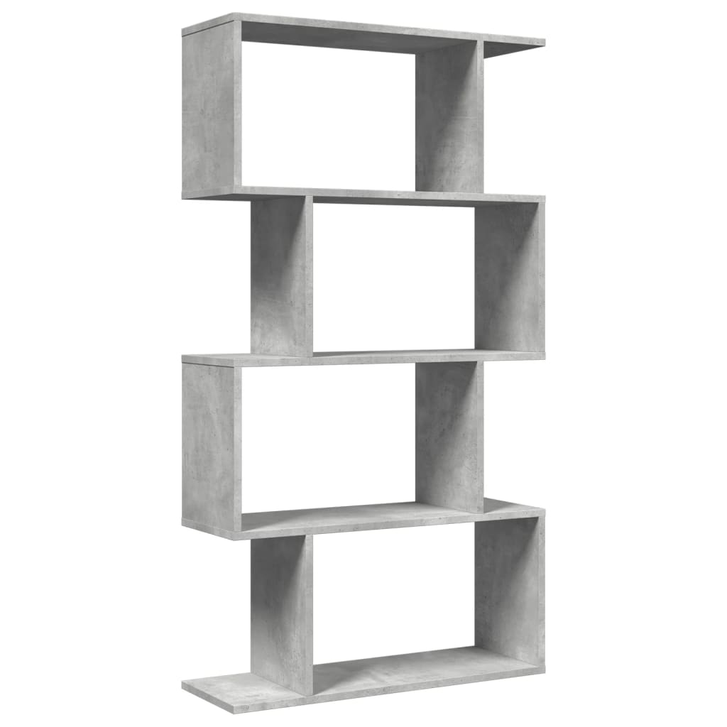 Bookcase/divider 4 levels concrete gray 70x24x129cm wood