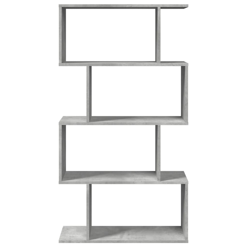 Bookcase/divider 4 levels concrete gray 70x24x129cm wood