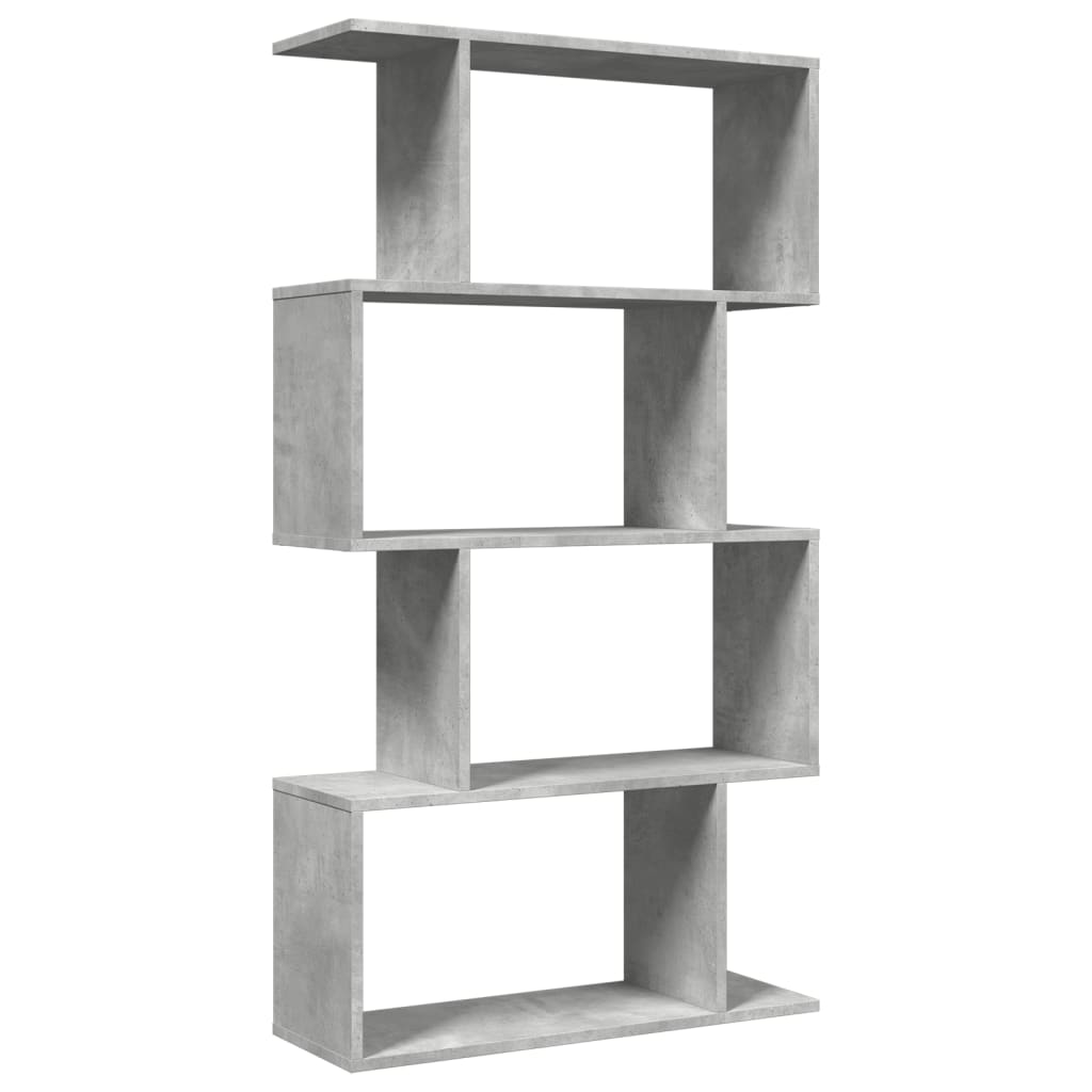 Bibliotecă/separator 4 niveluri gri beton 70x24x129cm lemn