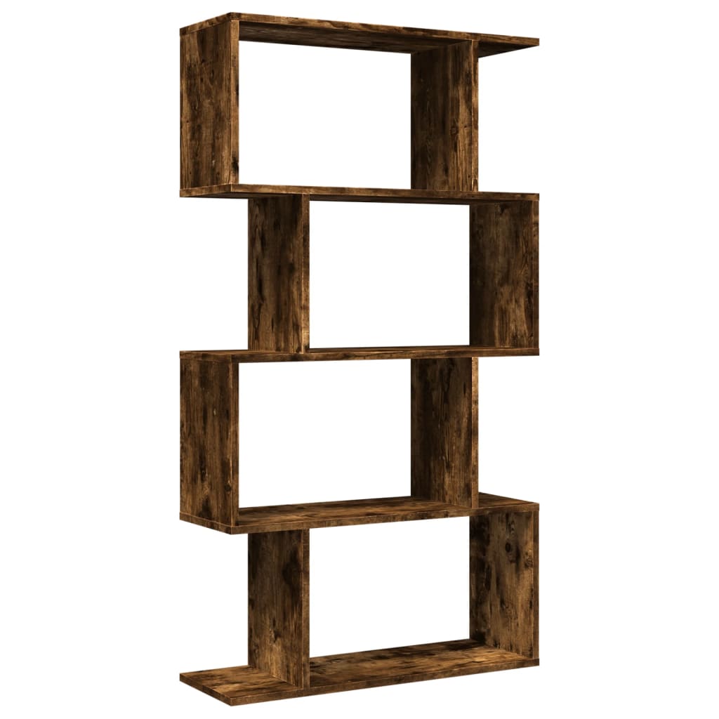 Bookcase/divider 4 levels smoky oak 70x24x129cm wood