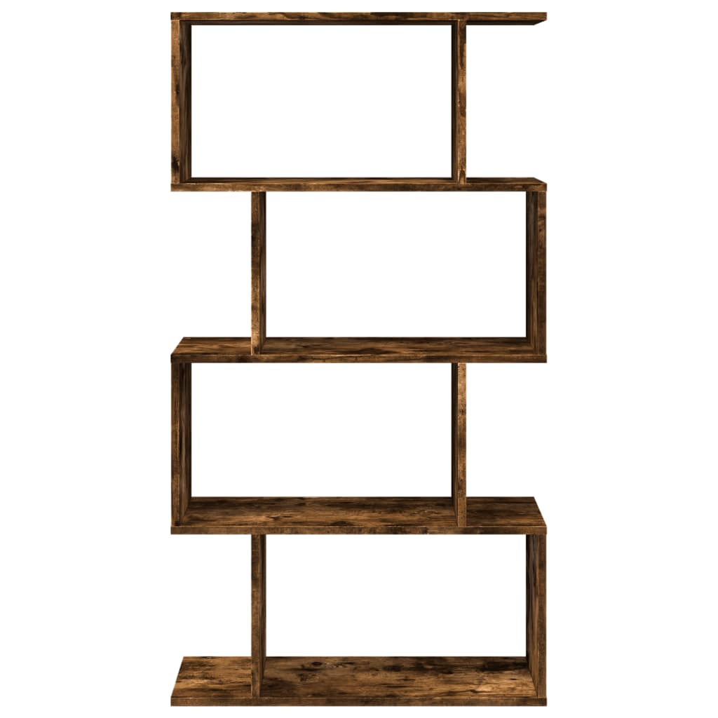 Bookcase/divider 4 levels smoky oak 70x24x129cm wood