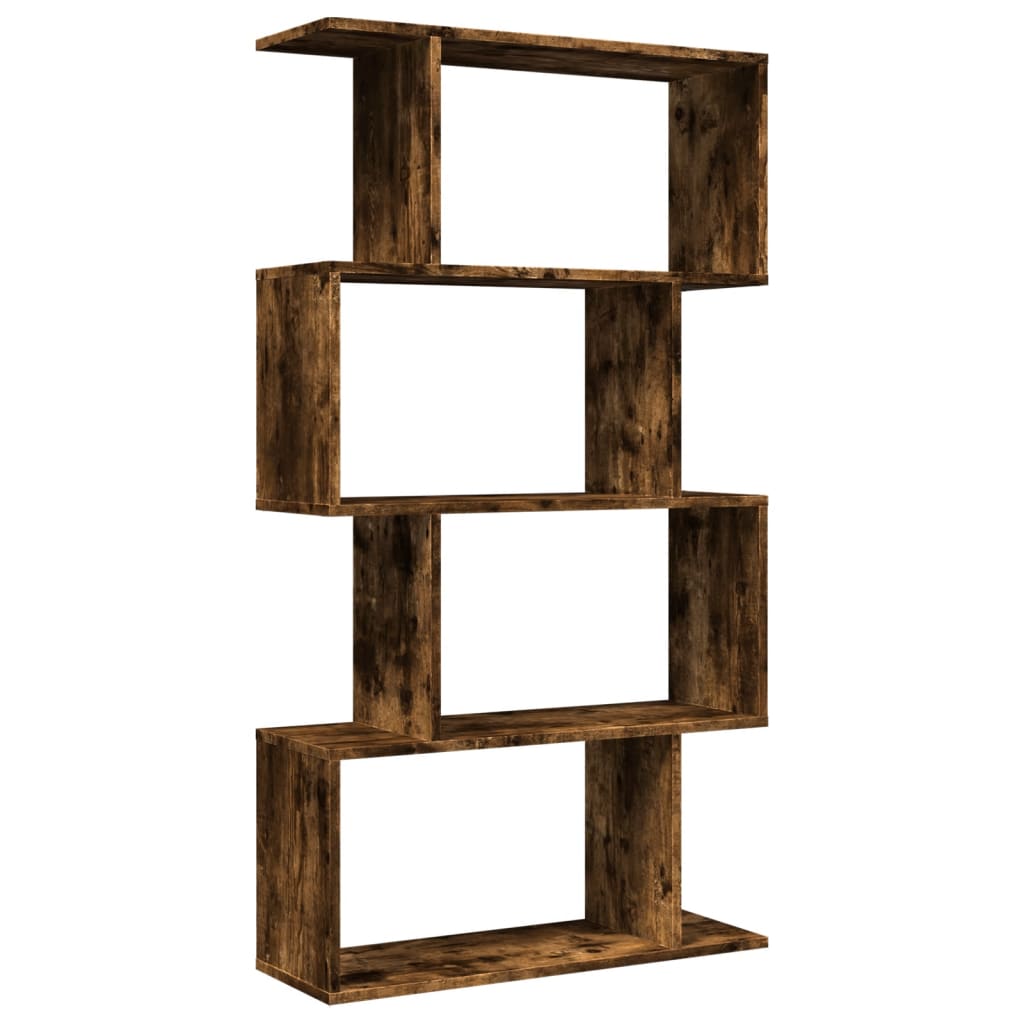 Bookcase/divider 4 levels smoky oak 70x24x129cm wood