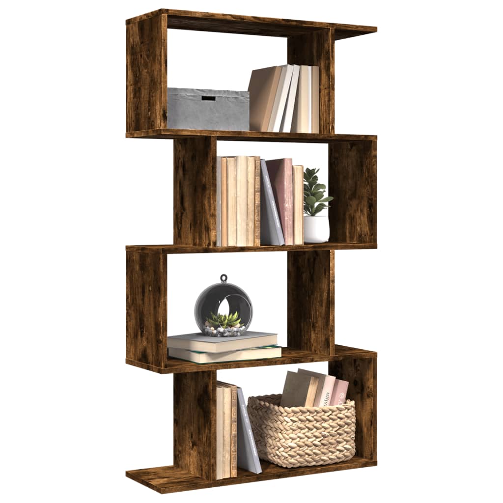 Bookcase/divider 4 levels smoky oak 70x24x129cm wood