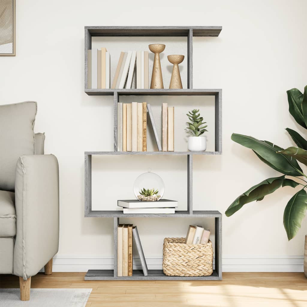 Bookcase/divider 4 levels sonoma gray 70x24x129cm wood