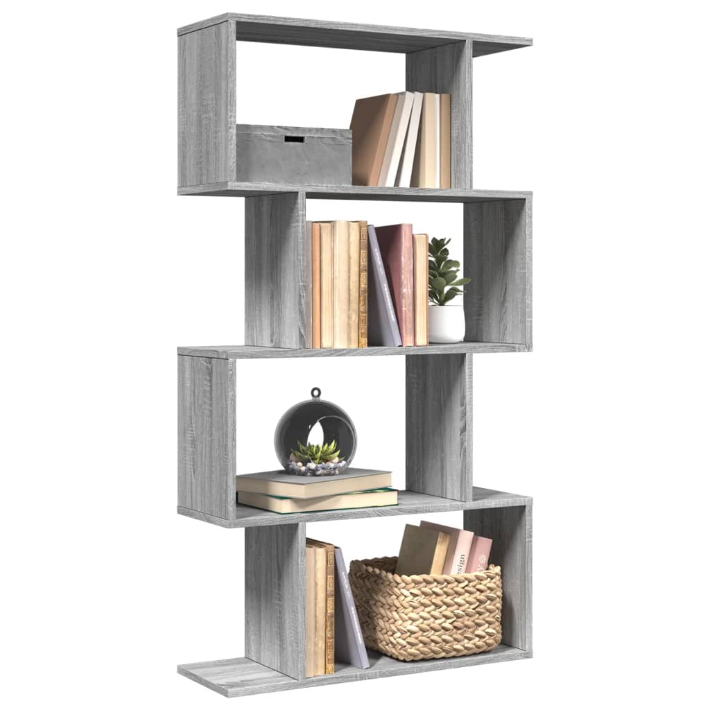 Bookcase/divider 4 levels sonoma gray 70x24x129cm wood