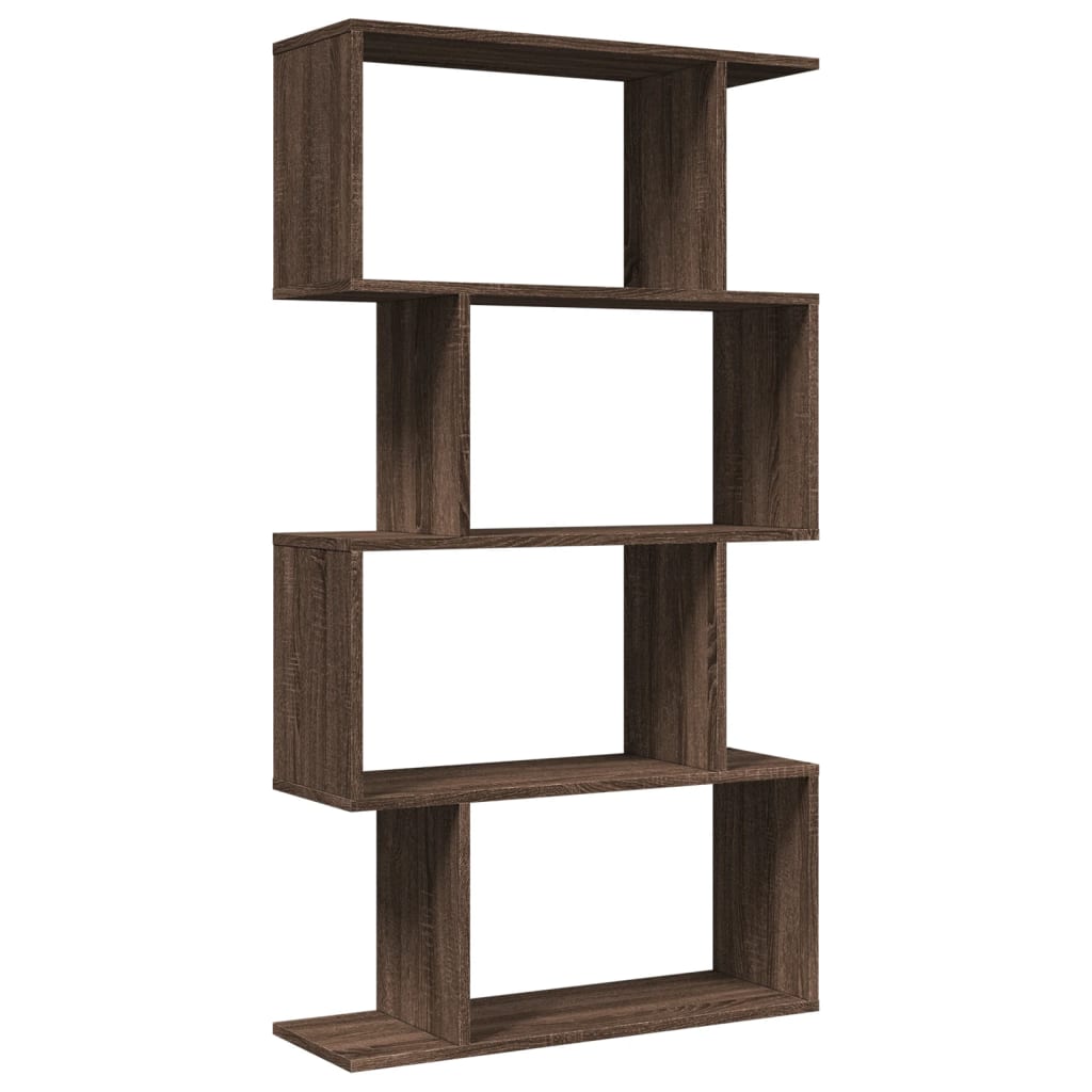 Bookcase/divider 4 levels brown oak 70x24x129cm wood