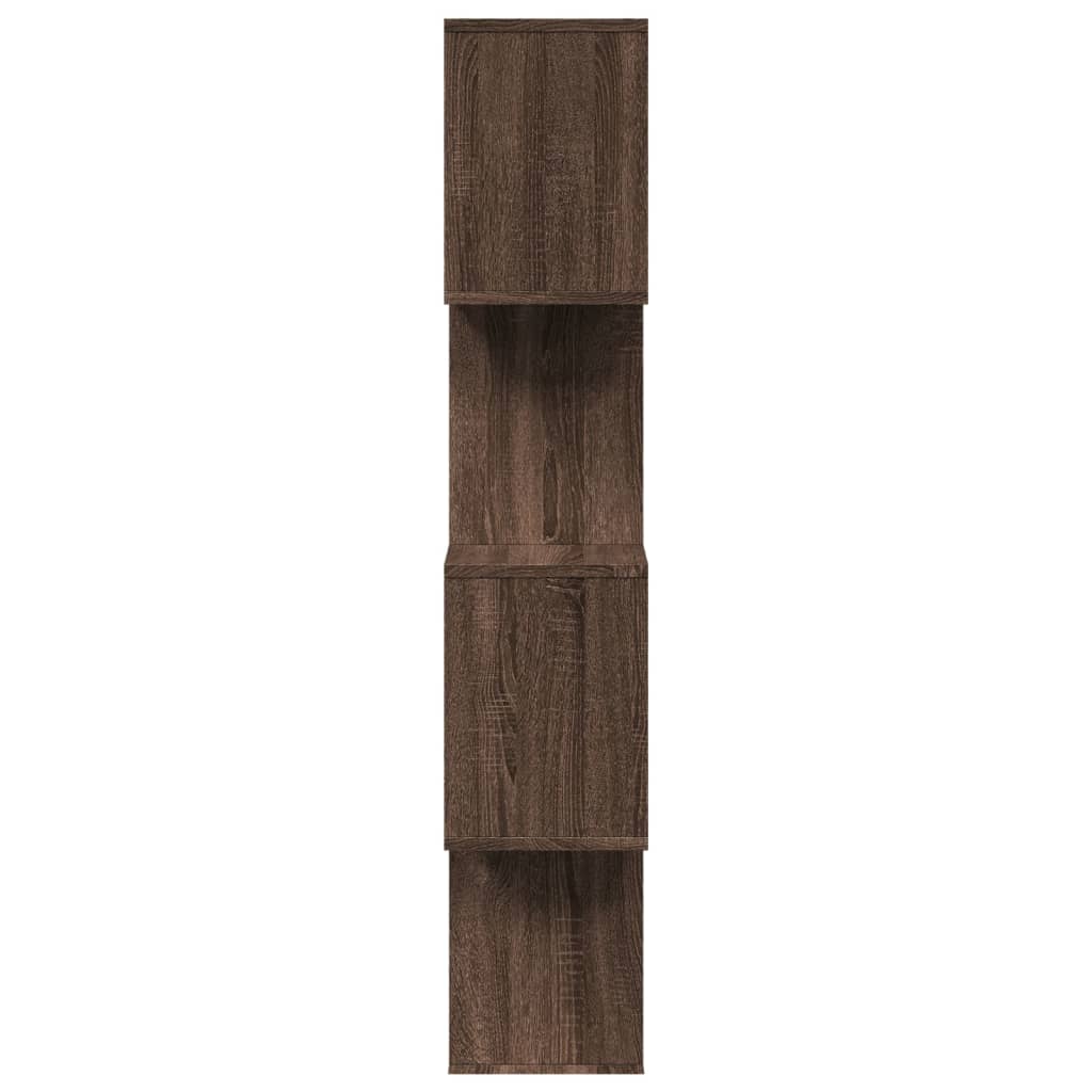 Bookcase/divider 4 levels brown oak 70x24x129cm wood