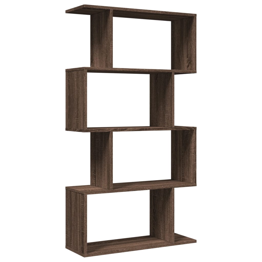 Bookcase/divider 4 levels brown oak 70x24x129cm wood