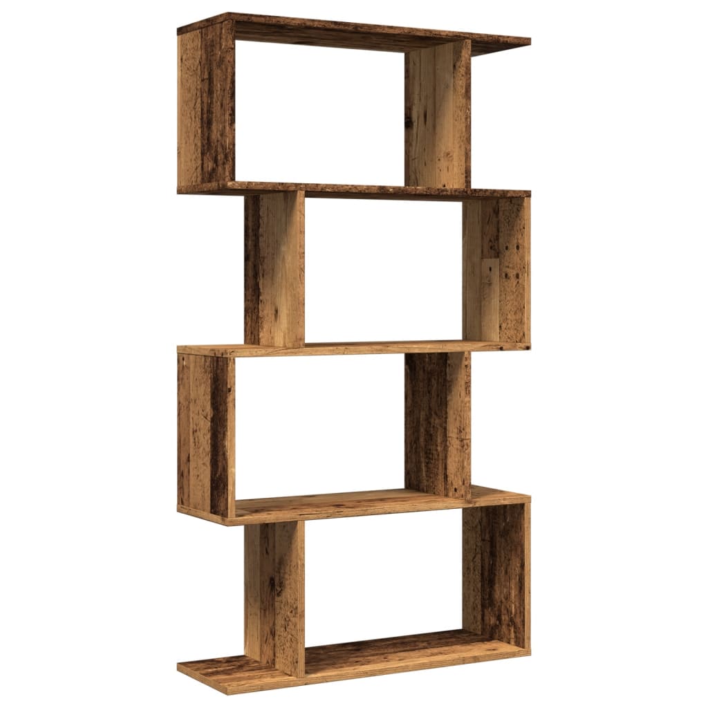 Bookcase/divider 4 levels old wood 70x24x129cm wood