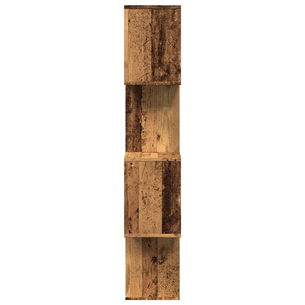 Bookcase/divider 4 levels old wood 70x24x129cm wood