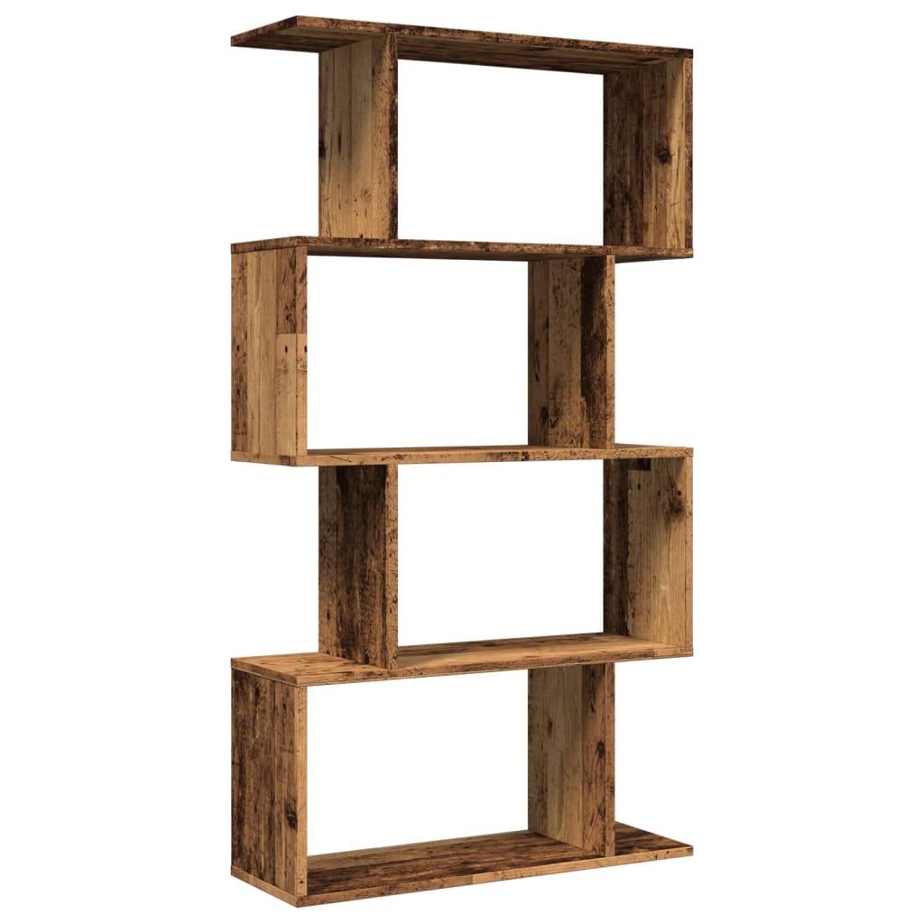 Bookcase/divider 4 levels old wood 70x24x129cm wood