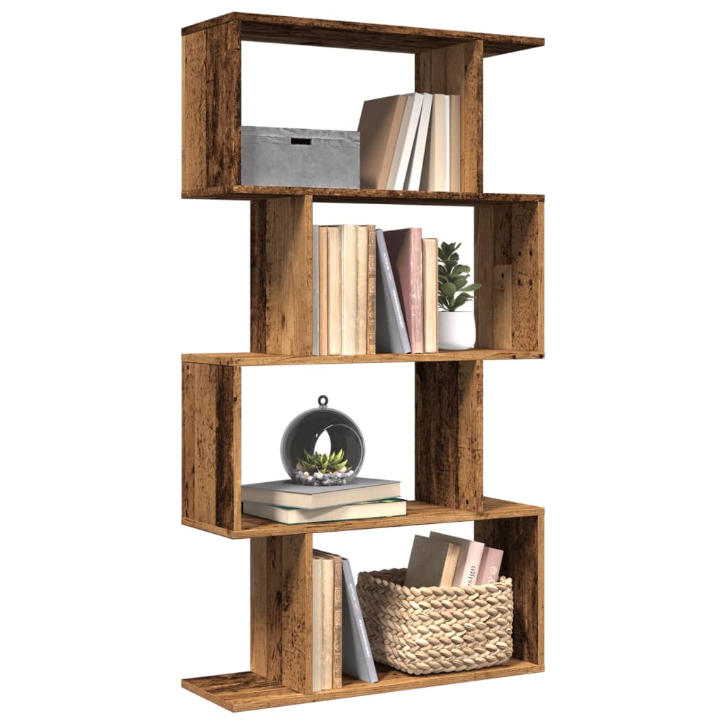 Bookcase/divider 4 levels old wood 70x24x129cm wood