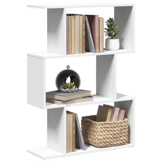 Bookcase/room divider, 3 tiers, white, 70x24x97 cm, wood