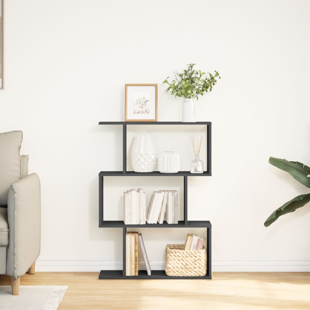 Bookcase/room divider 3 levels black 70x24x97 cm, wood