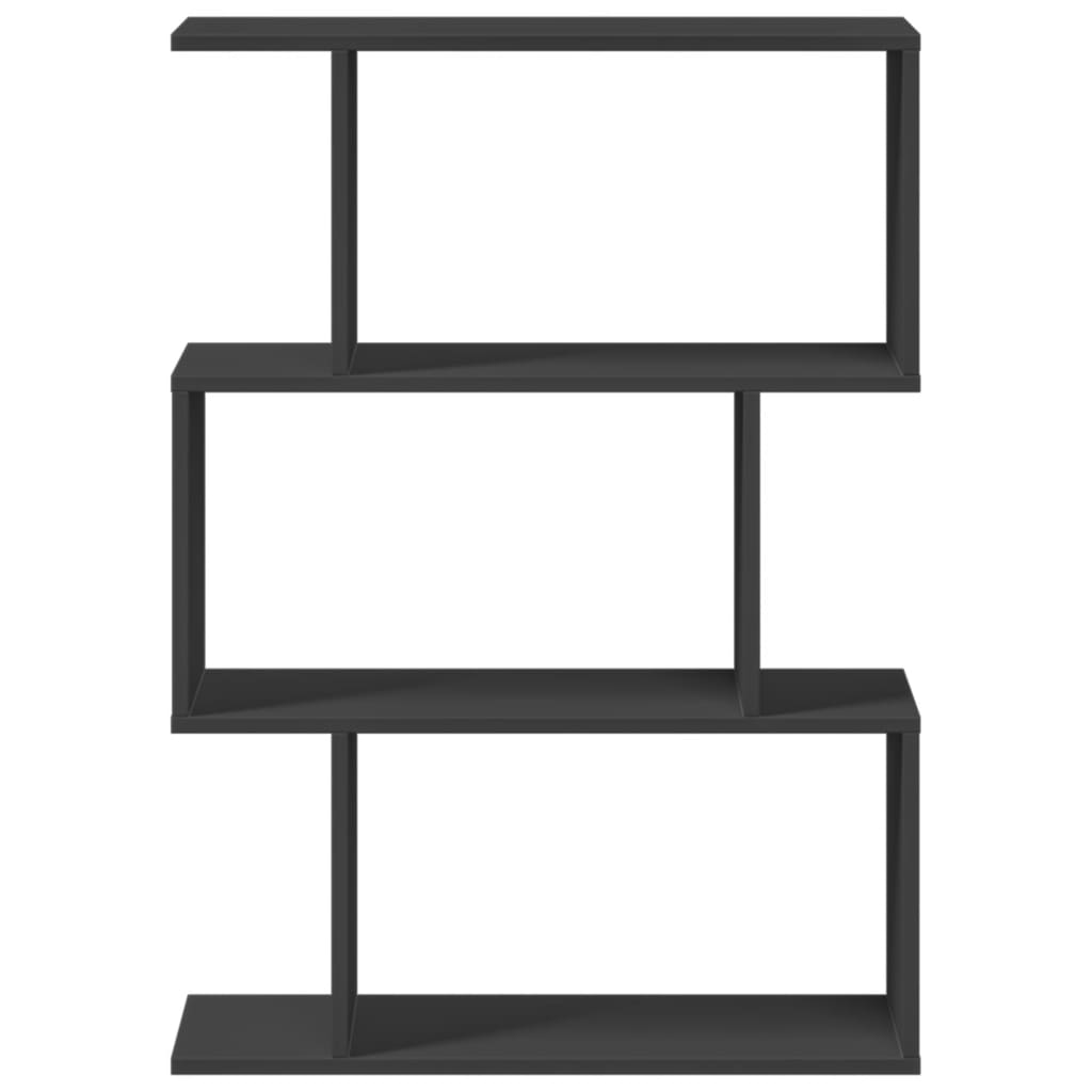 Bookcase/room divider 3 levels black 70x24x97 cm, wood