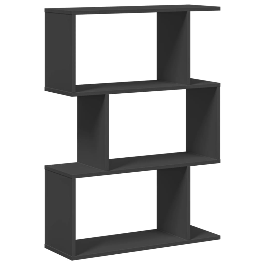 Bookcase/room divider 3 levels black 70x24x97 cm, wood