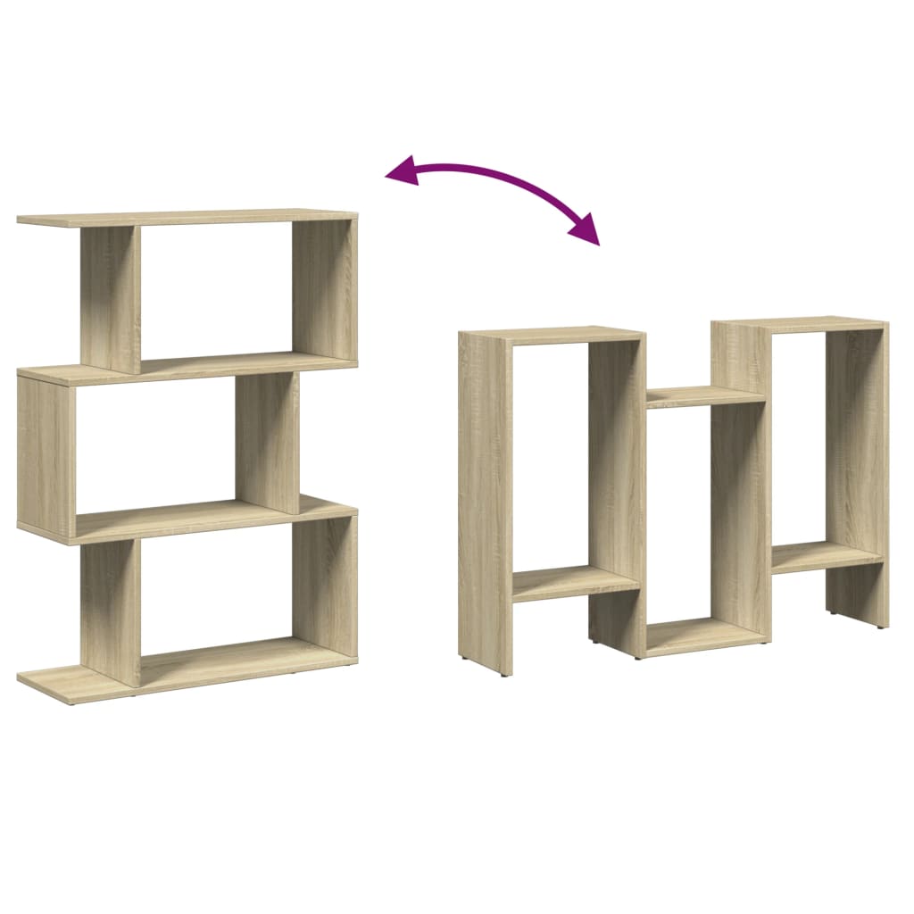 Bookcase/divider 3 levels sonoma oak 70x24x97 cm wood